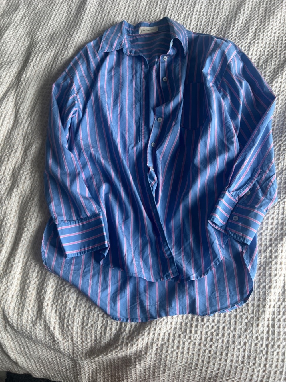 By Together Blue and Pink Striped Button-Down Shirt